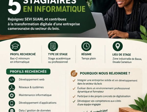 SEVI SUARL recrute cinq stagiaires en informatique — H/F